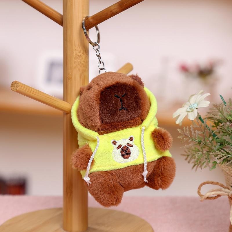 Capybara Hoodie Plush Toy Stuffed Animal Keychain Backpack Charm Matching Couple Gift for Children