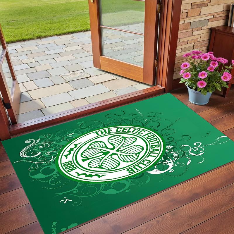 Rutschfester Kristall-Samt-Bodenläufer, Teppich im Celtic FC Design für Innenräume, Wohnzimmer, Schlafzimmer, Heimdekoration