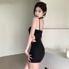 Dámské šaty Bodycon bez zad s visícím krkem s krajkovým páskem minišaty
