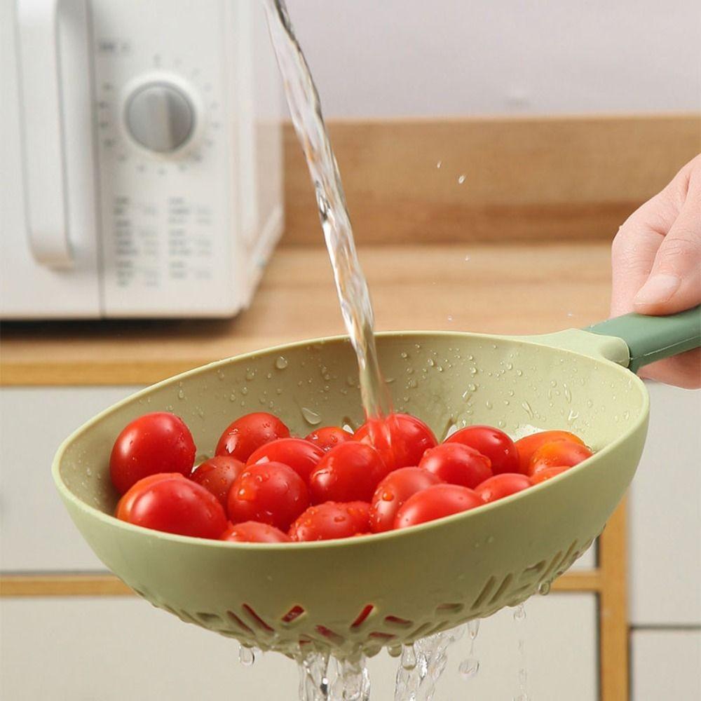 Anti-scald Slotted Spoon Long Handle Cooking Strainer Spoon Silicone Pasta Colander  Spaghetti