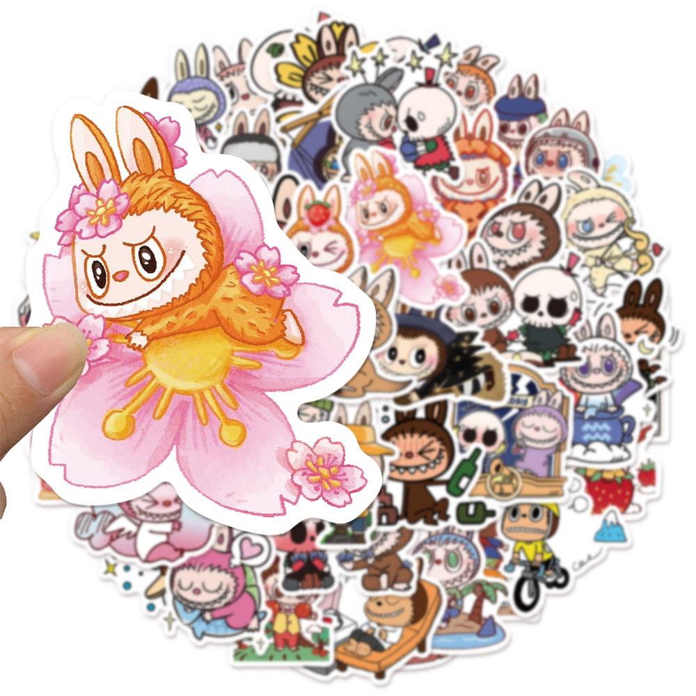 50Pcs Cute Cartoon Labubu Stickers Kawaii Water Bottle Stickers for Kids Teens, Waterproof Vinyl Stickers, Aesthetic Laptop