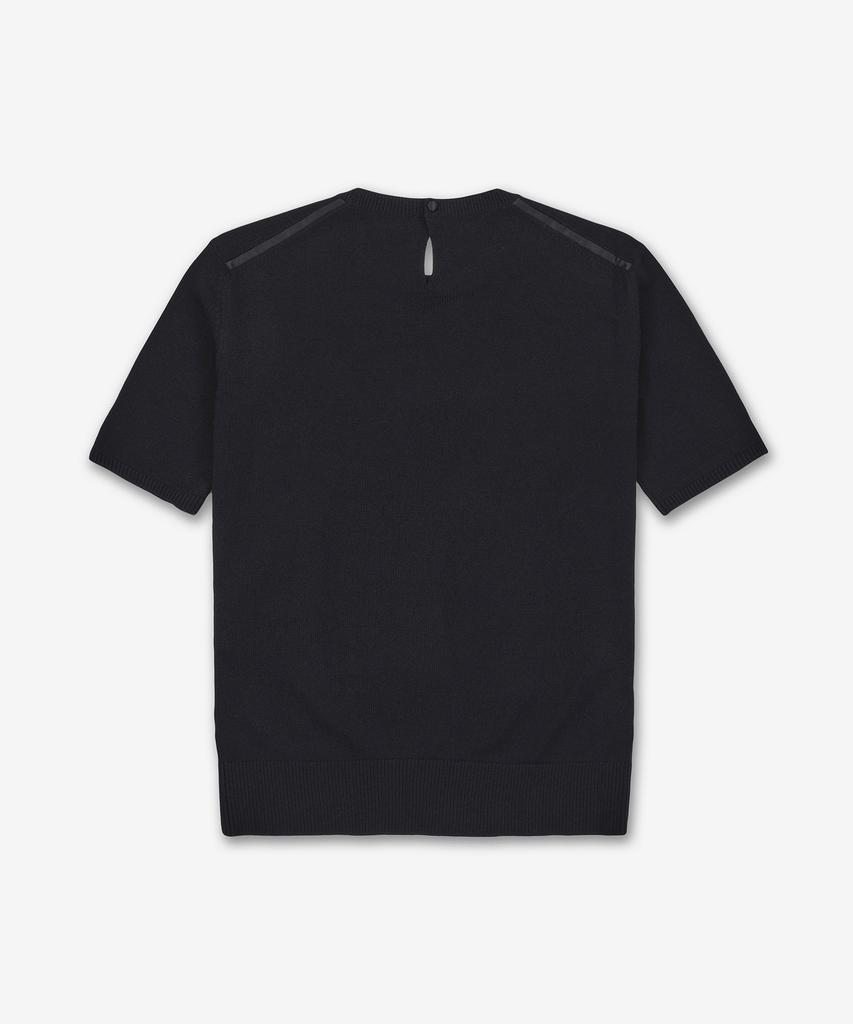 SAINT LAURENT Wool Crew Neck Short Sleeve Knit - Black / 800574Y76Iy1000