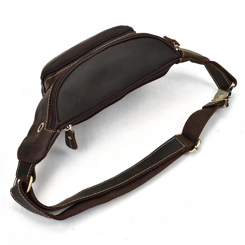 Retro Style Men's Leather Waist Bag Crazy Horse Leather Men Male Waist Pack Belt Pouch Hot Selling Male Bags Vintage Retro