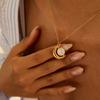 Yori Trendy Stainless Steel Moon Shell Simple Pendant Necklace 18K Gold Color Plated Versatile Daily Jewelry Gift Waterproof