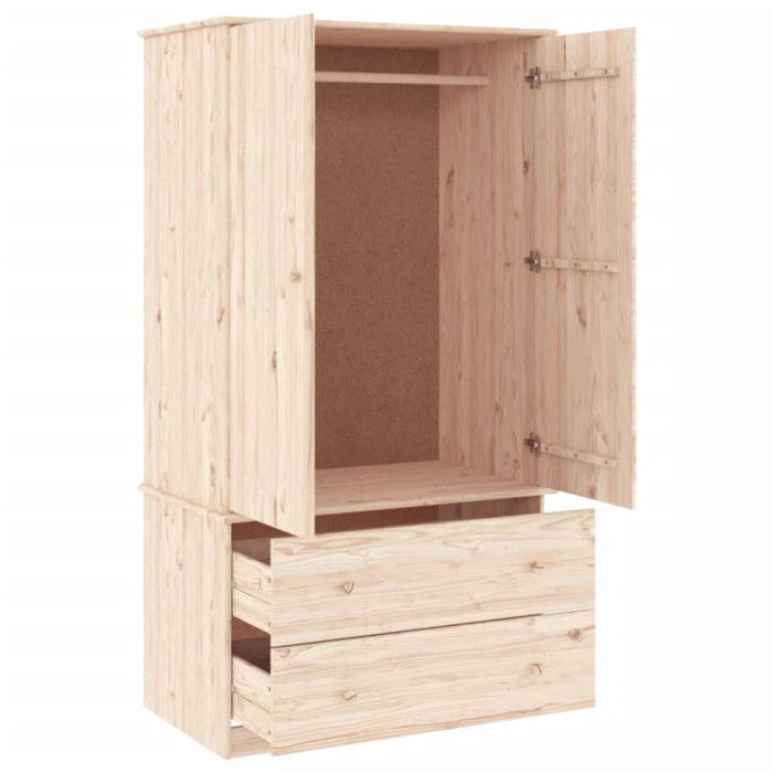 VidaXL Wardrobe HIGH 90x55x170 Cm Solid Pine Wood, Storage Cabinet, Wardrobe Organizer, Cabinet, Closet, 353929