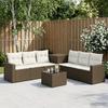 Sofa Set 8 Pieces Brown and Cream White Poly Rattan and Steel
