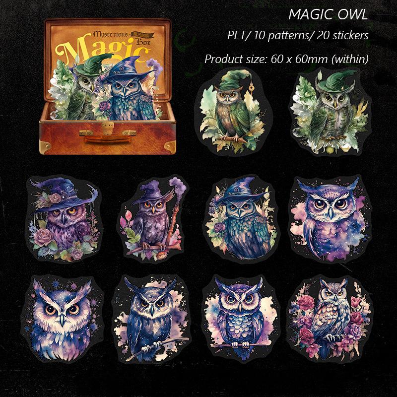Retro Gothic Style PET Stickers Collage Clipbook Diary Scrapbook Decoration Materials Mysterious Magic Box Series Pasters 20 Pcs/ Pack