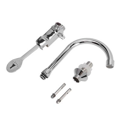 Foot Pedal Faucet Set Stainless Steel Hands Free Silver Touchless Floor Mount Foot Control Water