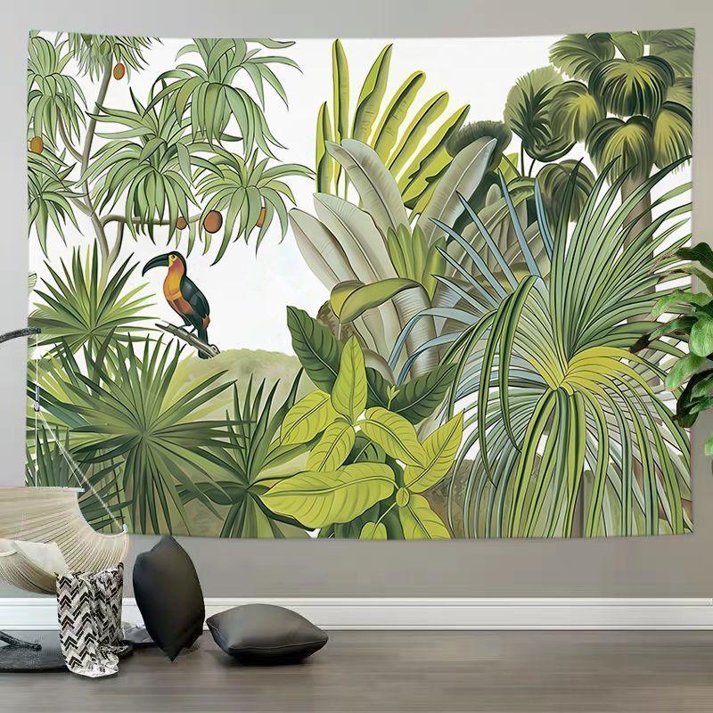 Tropical Plant Wall Tapestry, Jungle Palm Leaf Wall Hanging, Botanical Aesthetic Wall Decor for Bedroom Living Room Home