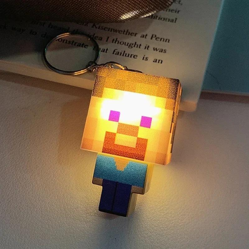Minecraft Surrounding Torch LED Light USB Rechargeable Mini Torch Keychain Backpack Pendant Children Gifts LED Night Light