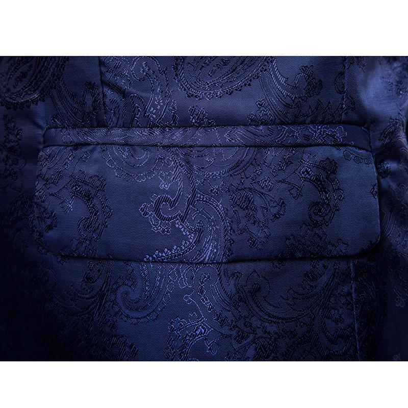 Men's Plus Size Court Style Dark Pattern Single Button Slim Fit Jacket