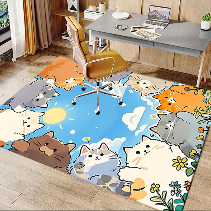 Animal Chair Mat Office Carpet Oversized Rug for Home Decor, Sofa Carpet, Desk Mat, Gift Idea for Cat Lovers, Suitable for Bedroom, Living Room