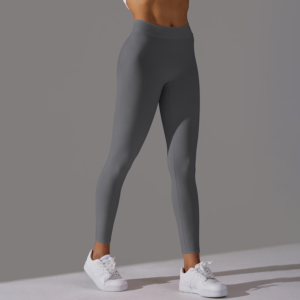 Brushed V-waist Pleated Solid Color Peach Hip Yoga Pants For Sports, Running, Fitness, Tight Fitting Cropped Pants