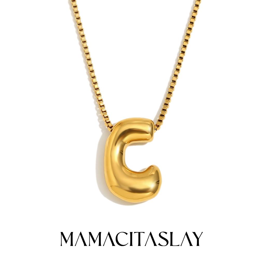 MamacitaSlay Creative 18K Gold Plated Stainless Steel Letter Pendant Necklace Party Waterproof jewelry Unisex Minimalist Gift