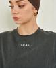 INJIACTIVE Boxy Logo Crop Top Pigment Grey