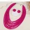 Bohemian Multi-Layer Rice Bead Necklace Earrings Set Retro Ethnic Style Sweater Chain Women'S Multi-Layer Jewelry