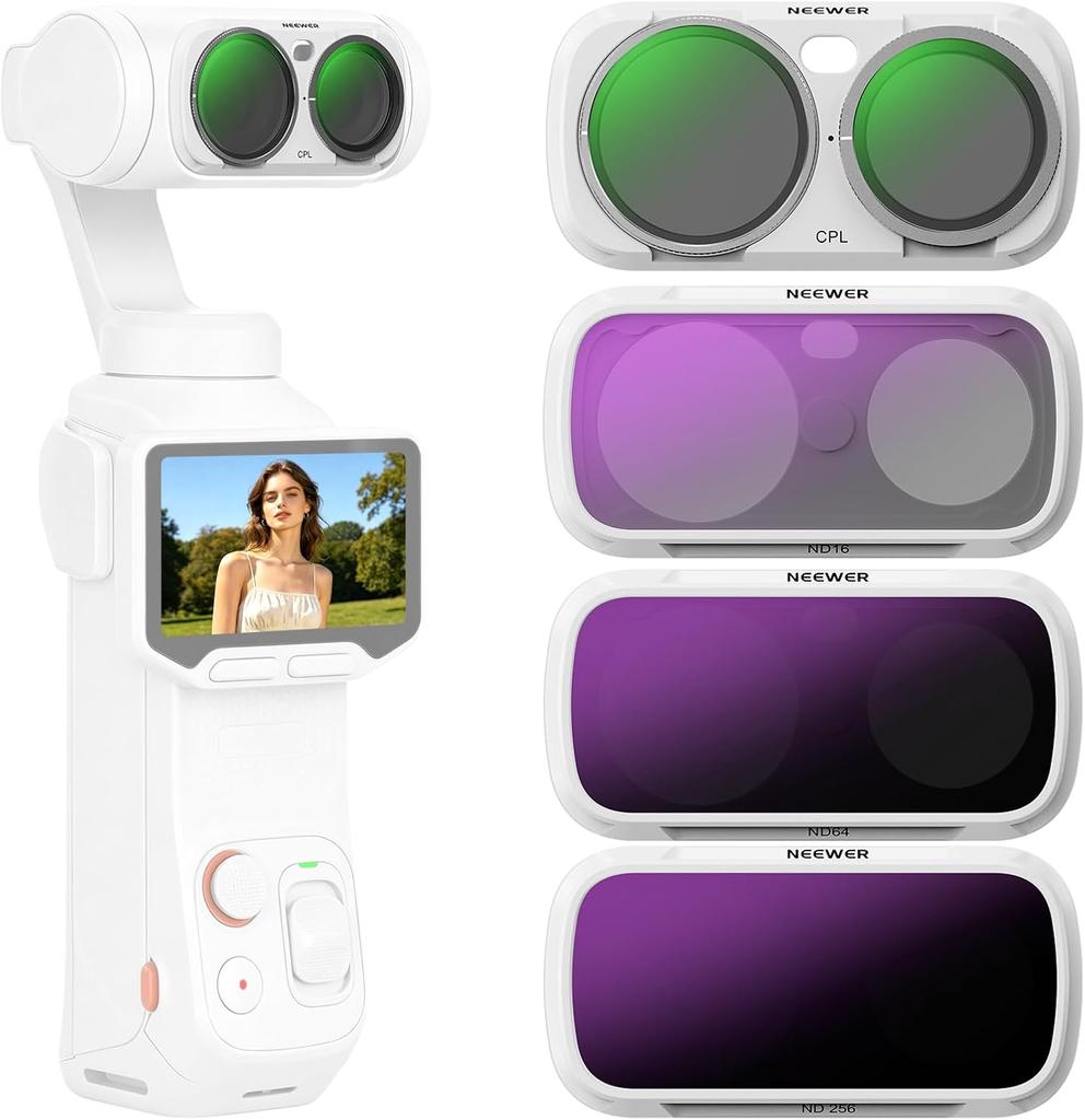 Zestaw filtrów ND NEEWER Tylko do kamery Gimbal Insta360 Luna Ultra, Zmienna gęstość neutralna (ND2-32) + CPL + 1/4 Black Diffusion
