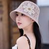Solid Knit Hollow Out Bucket Hat Women Spring Summer Breathable UV Sun Protection Fisherman Hat