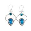 Swiss Blue Topaz Gemstone 925 Sterling Silver Jewelry Handcrafted Earrings 2.2" EE-80-11
