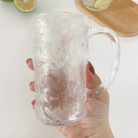 Coffee Mugs Glass Cups Glacier Pattern with Handle Glasses Drinking Juice Beverage Cup Dessert Milk Mug Drinkware Water Bottle
