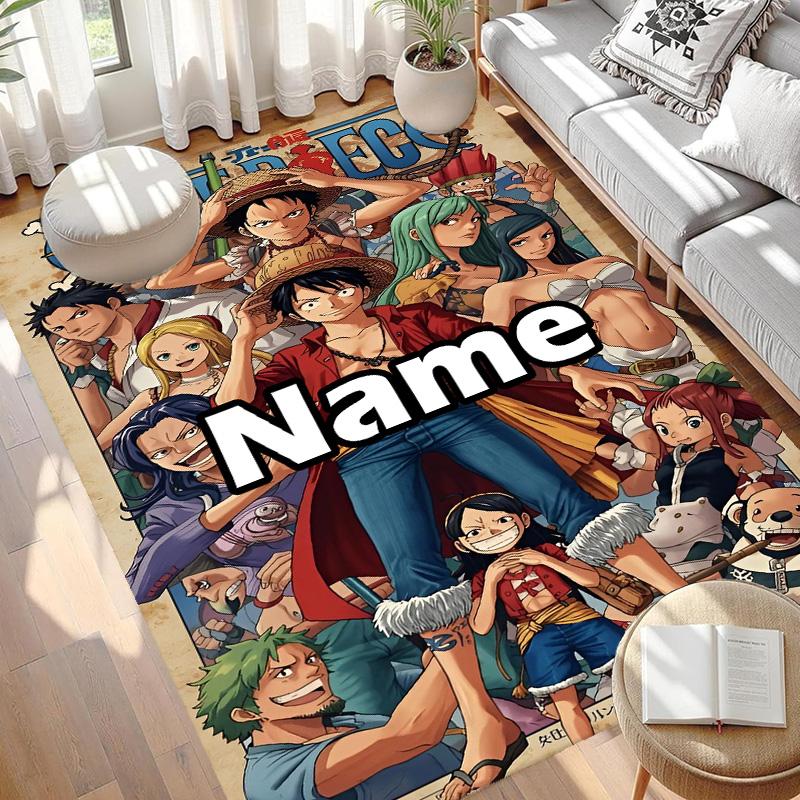 שטיח מודפס One Piece מותאם אישית עם שם, שטיח דקורטיבי רב-תכליתי לבית, לחדר משחקים, דירה, מרפסת, כניסה, מסדרון - מתנה