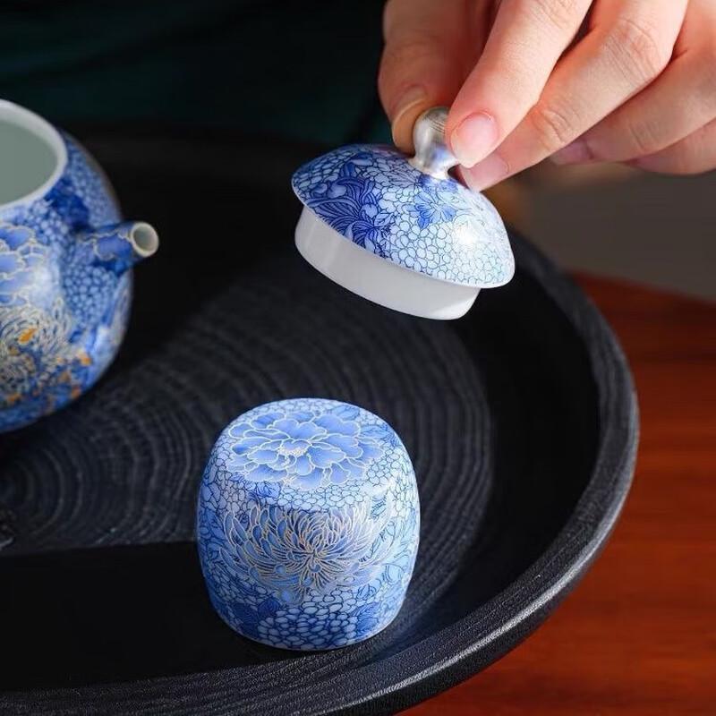 Chaxun Enamel Cloisonné Silver Dragon Ceramic Gongfu Tea Set