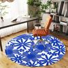 1pc Floral Pattern Blue Round Chair mat office Area Rug - Non-Slip, Floor Mat for Office, Bedroom, Ideal home decor gift p0105063