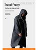 Black Adult Trench Coat-Style Windproof Hooded Rain Poncho, Extra Long & Thick, In Stock