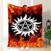 Supernatural Anti-Possession Symbol Phone WallpaperBlanket Flannel Throw Blanket for Sofa, Bed, Travel, Camping, Office, Couch, Chair, And B