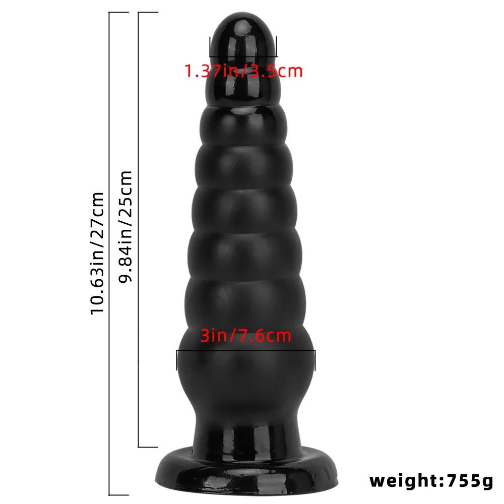 New Black Extra Large Anal Plug with Suction Cup Fisting Toy Anal Expander Adult Sex Toy Big Dick PVC Dildo