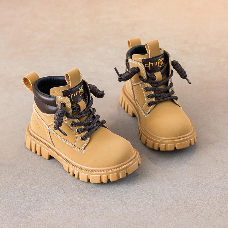 Children's Fashion Yellow Boots Boys Catwalk Short Boots Warm Cotton Boots