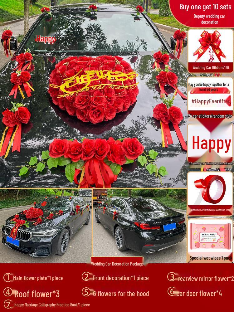2024 Complete Wedding Car Decoration Set with Suction Cup Attachment