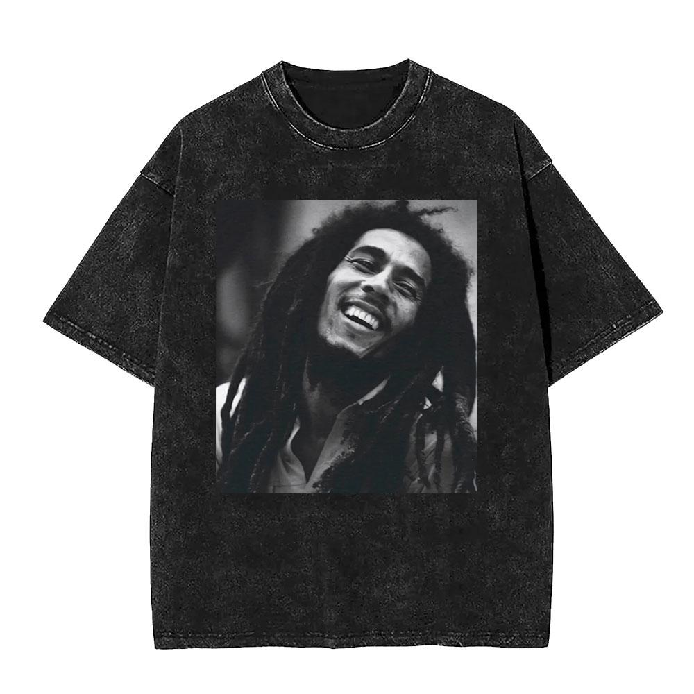 Bob Marley Legend Portrait Face Washed T Shirt Reggae Music Men Women Vintage Hip Hop Tshirt Cotton Casual Short Sleeve Tshirts