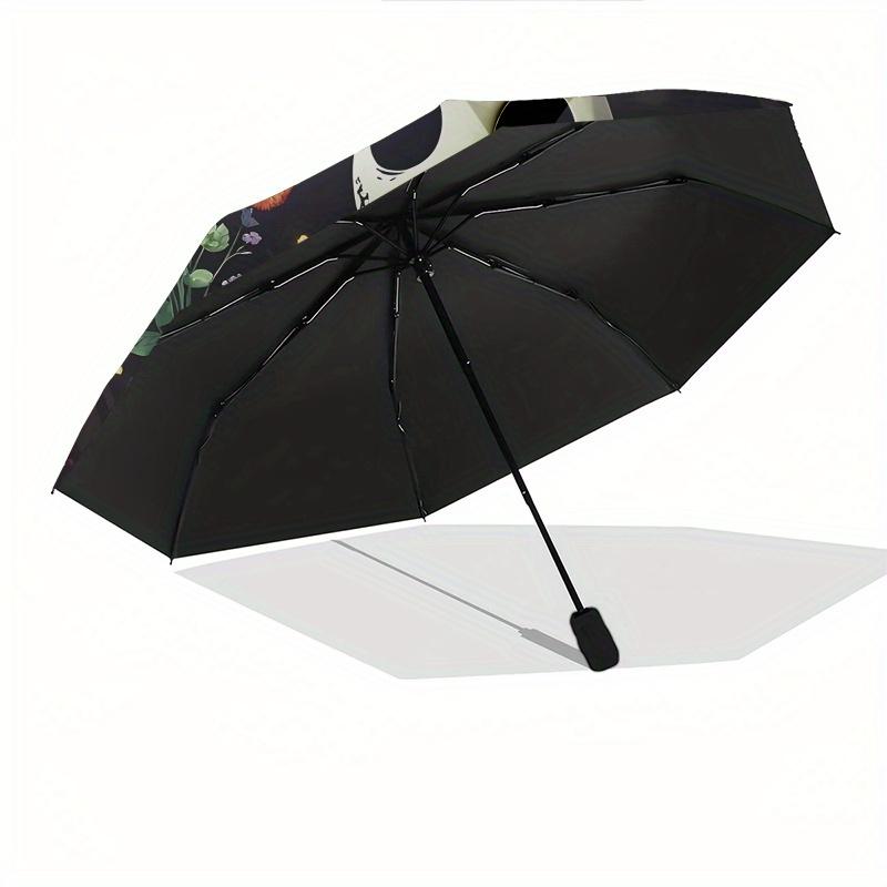 1 Auto Open Skeleton, Flowers Themed Colorful 8-rib Portable Umbrella for Men and Women, A Compact Commuting Companion Suitable for Daily Dr