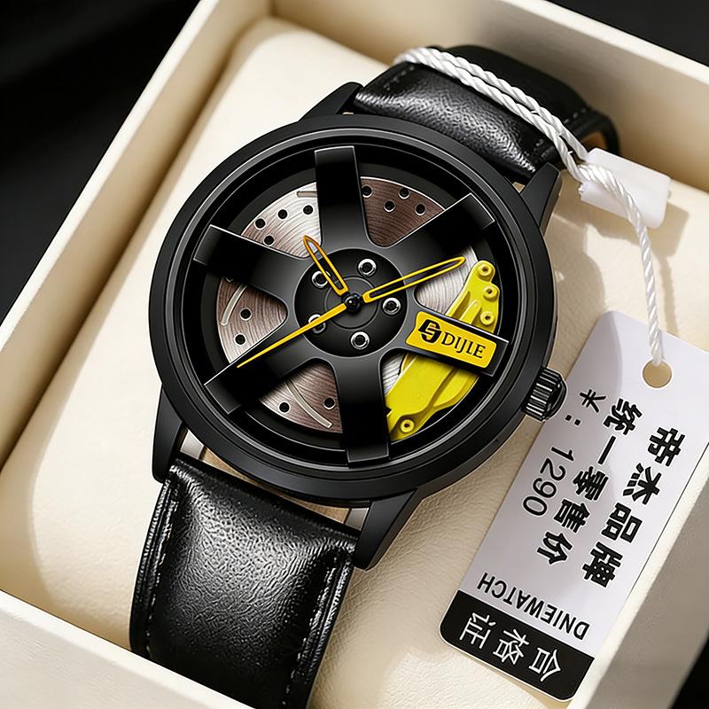 Counter Automatic Movement Watch Men'S Student Sports Car Tire Waterproof Non-Mechanical Quartz Watch