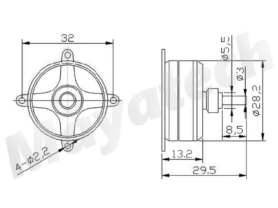 Mayatech W2815 KV1800/1480 Brushless Hollow Shaft Motor for F3P/4D Fixed Wing Aircraft