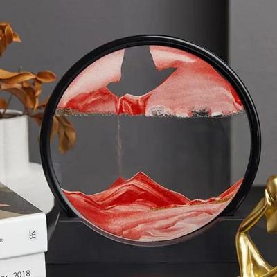 3D Hareketli Kum Sanat Resmi Yuvarlak Cam Derin Deniz Kum Manzarası Kum Saati Bataklık El Sanatları Akan Kum Boyama Ofis Ev Dekoru Hediye