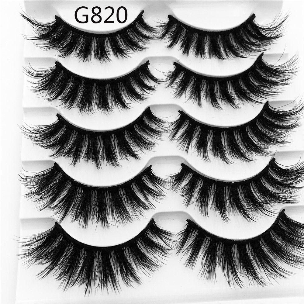 Buy SKONHED 5 Pairs Voluminous Cross Long False Eyelashes 3D Mink Hair ...