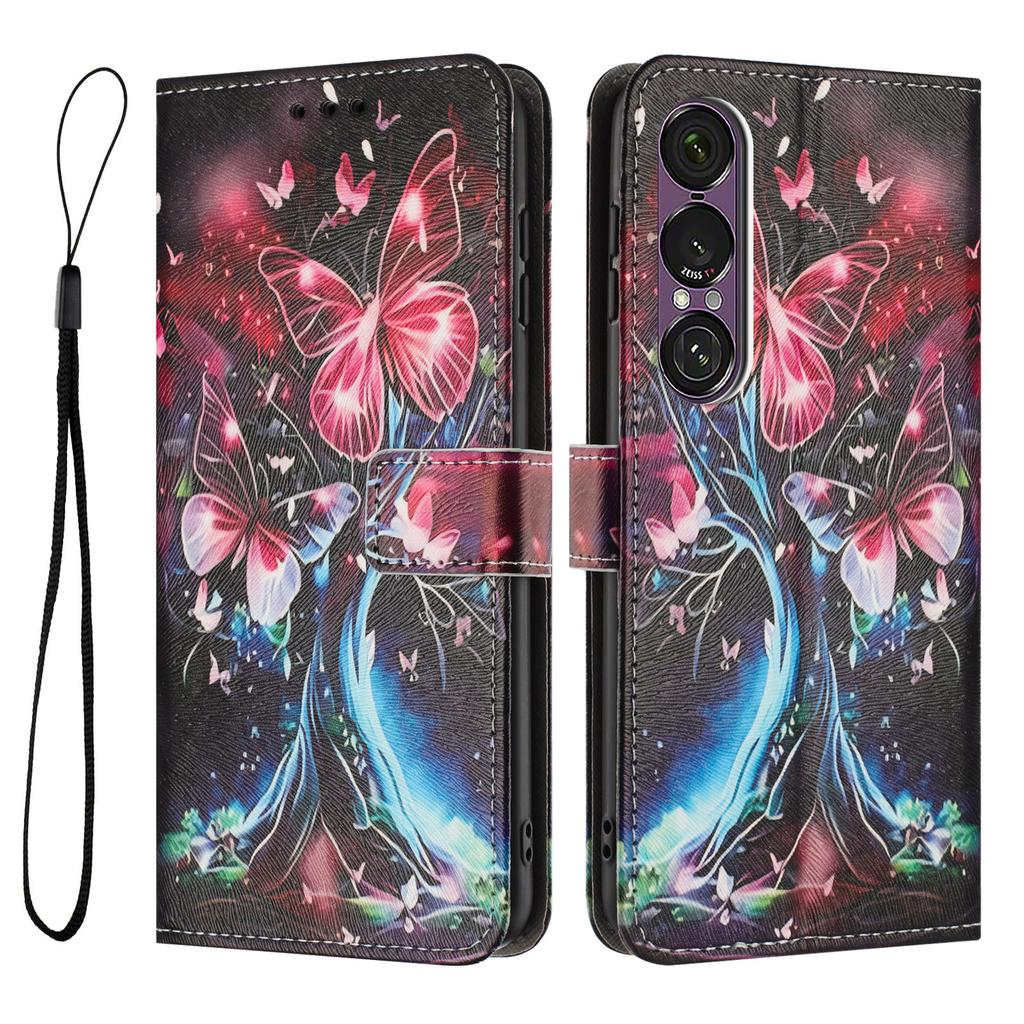 YX-2501 Wallet Case for Sony Xperia 1 VII Pattern Printing PU Leather Phone Cover with Lanyard