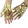 PU Leather Half-palm Gloves Fingerless Patent Leather Gloves Personality Rivet Gloves  Hip-Hop