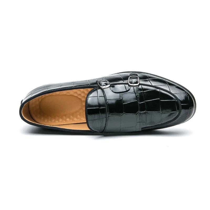 Men Loafers Double Buckle Black Blue Yellow Monk Shoes Pu Shoes for Men with  Size 38-48 Mens Dress Shoes