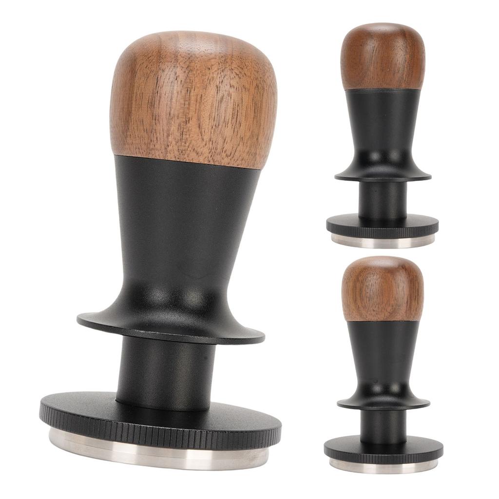 Kaffepress med konstant tryck med ljudåterkoppling gängad bas valnöt rostfritt stål kaffe