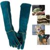 Pet Anti-Bite Safety Gloves Long Leather Catch Dog Bird Snake Lizard Reptiles Gloves For Pet Grip Biting Beekeeping Protective