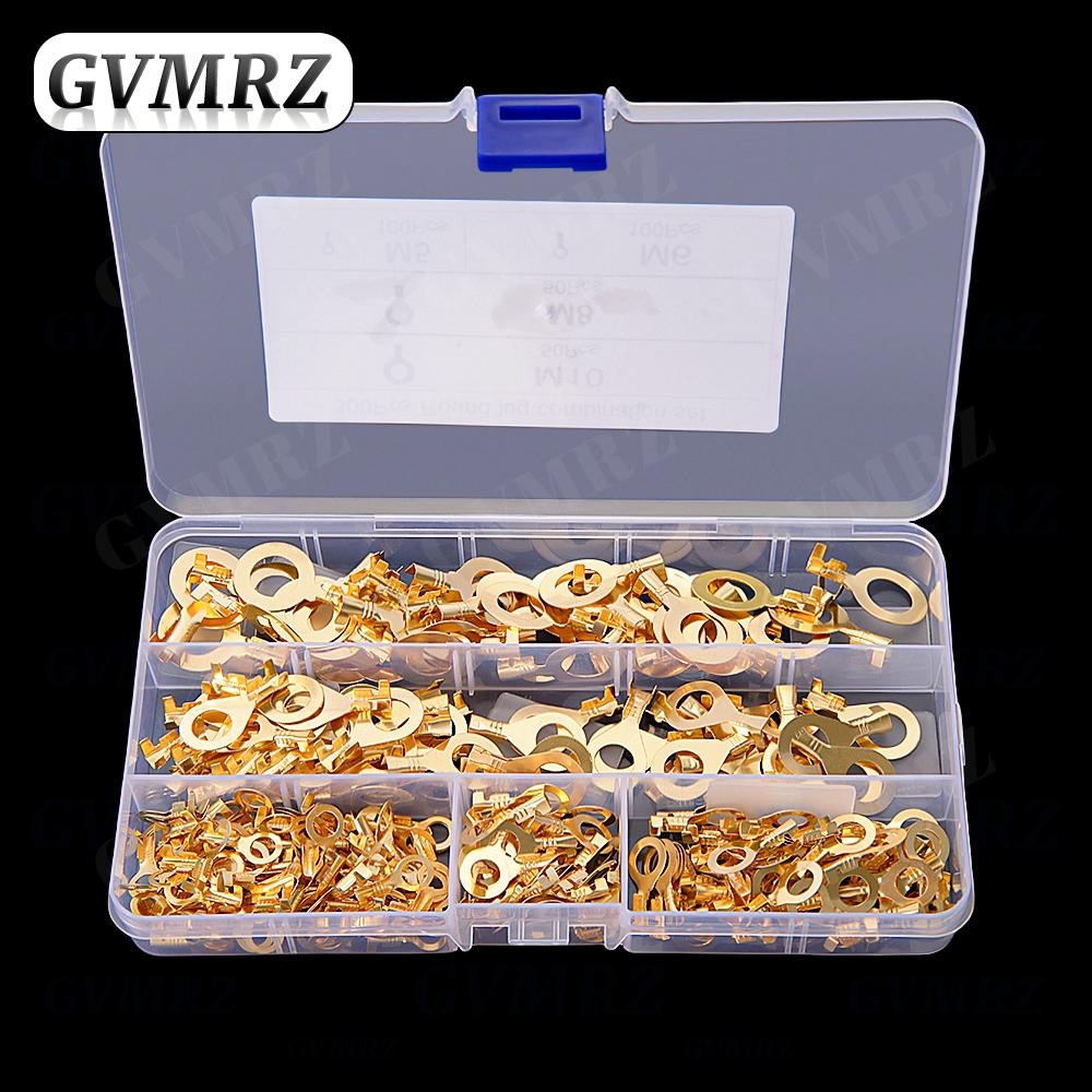 150~540PCS M3/M4/M5/M6/M8/M10 Ring Lugs Eyes Copper Crimp Terminals Cable lug Wire Connection Non Insulated Assortment Kit