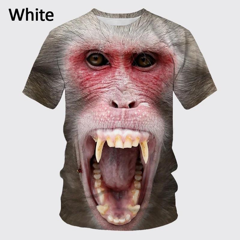 Sommer Neu Gorilla Affe Druck 3D Herren Lustiges Freizeit T-Shirt Trendiges Rundhals Oberteil
