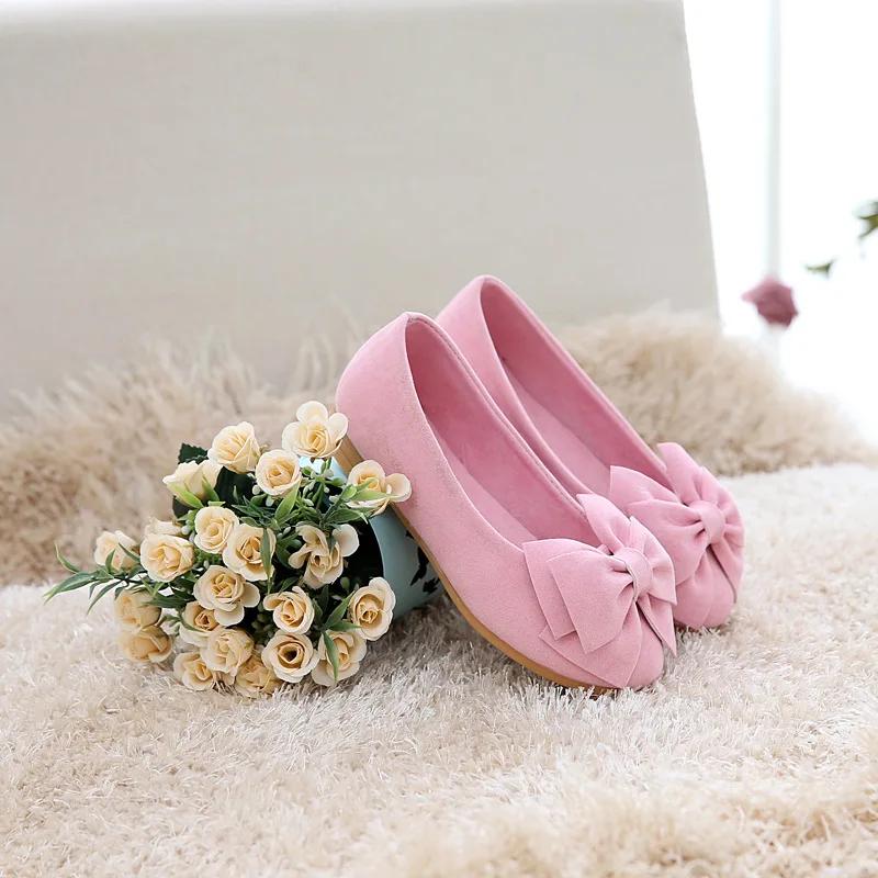 New Fashion Girls Shoes PU Leather With Big Bowtie Candy Color Children Sandals Slip-on Kids Casual Shoes 21-36 Soft
