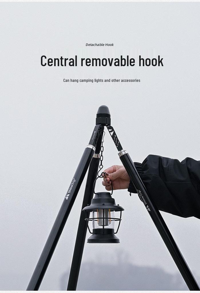 Outdoor Mountain Multi-functional Aluminum Tripod: Camping Rack & Lamp Holder