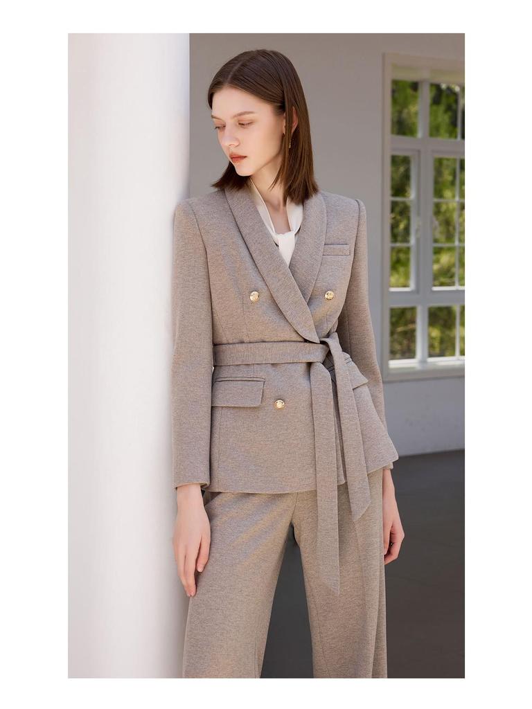 Damen Woll Haferflocken Anzugset: High-End Herbst/Winter 2025 Arbeitskleidung