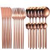 Luxunry 24Pcs Gold Dinnerware Flatware Set Silverware Stainless Steel Dinenr Knife Fork Coffee Spoon Home Tableware Cutlery Set