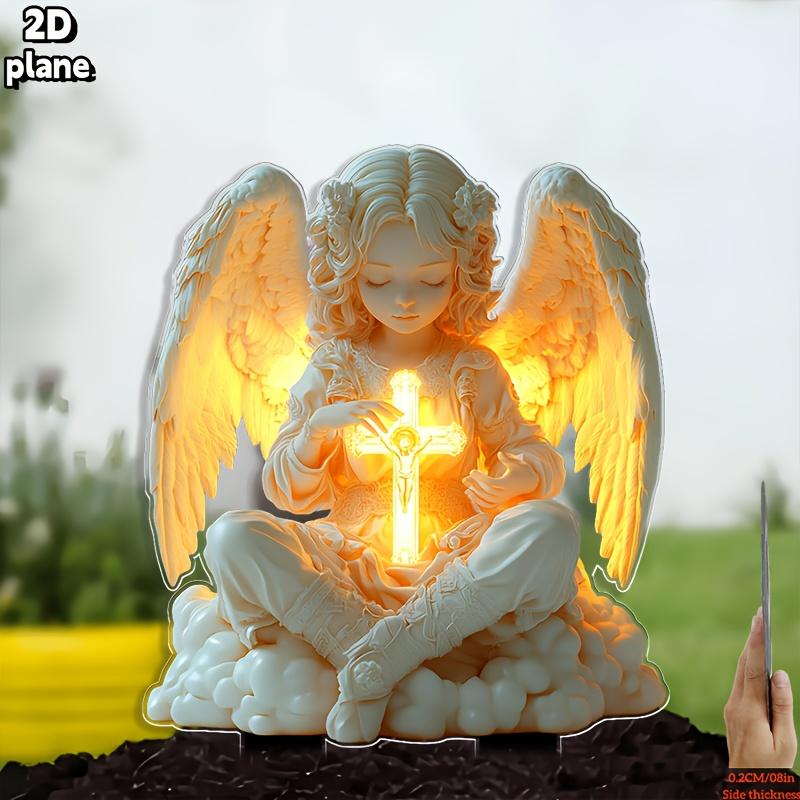 

2D Flat Bohemian Religious Cross & Hands Symbol Acrylic Decoration Sign, Suitable for Wall Decoration, Porch, Room, Villa, Accents Home, Hallway, or W 20*14.4CM